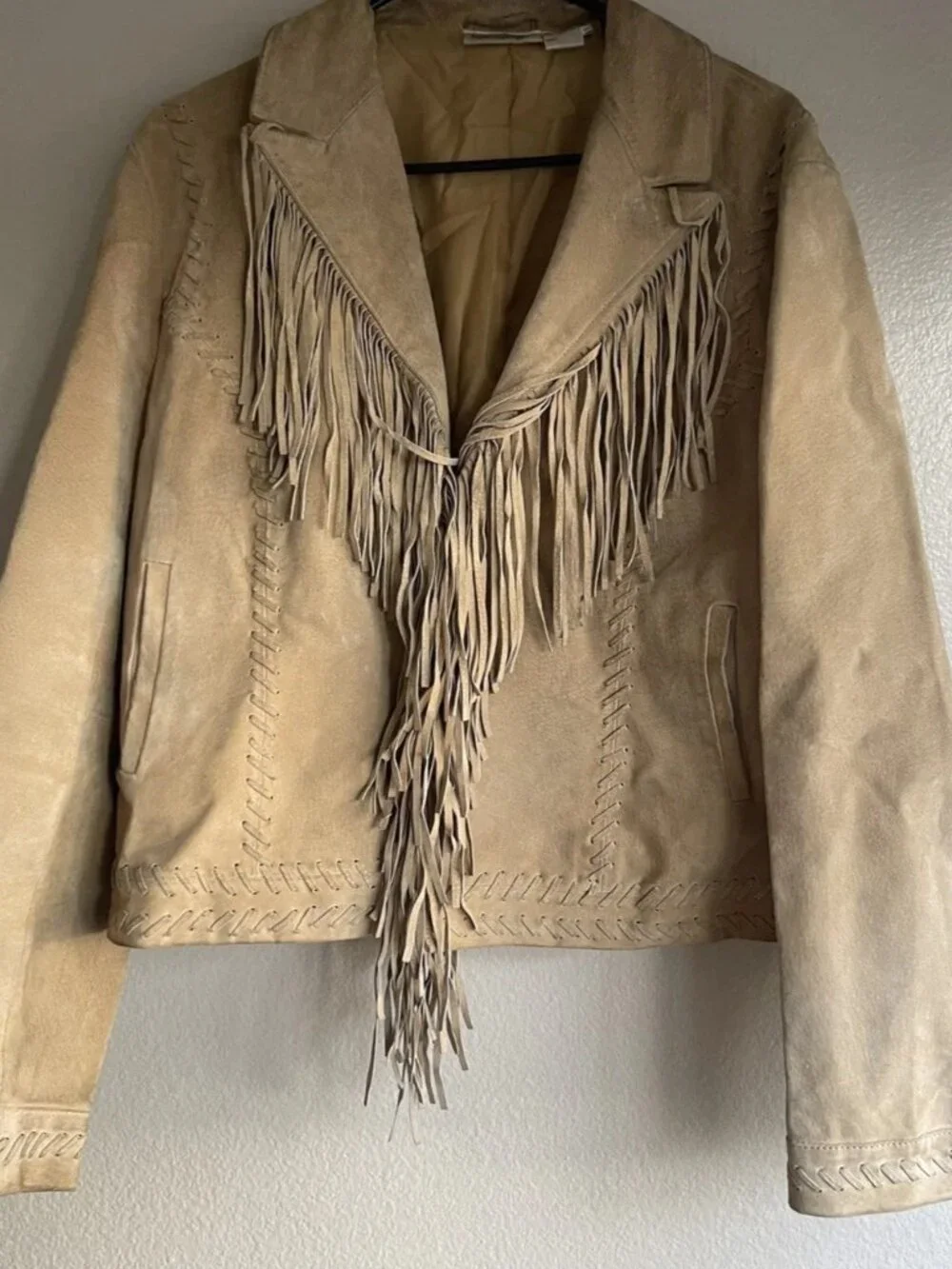 Newport News Jeanology collection 100% leather Western jacket with fringe sz 18 - Picture 2 of 14